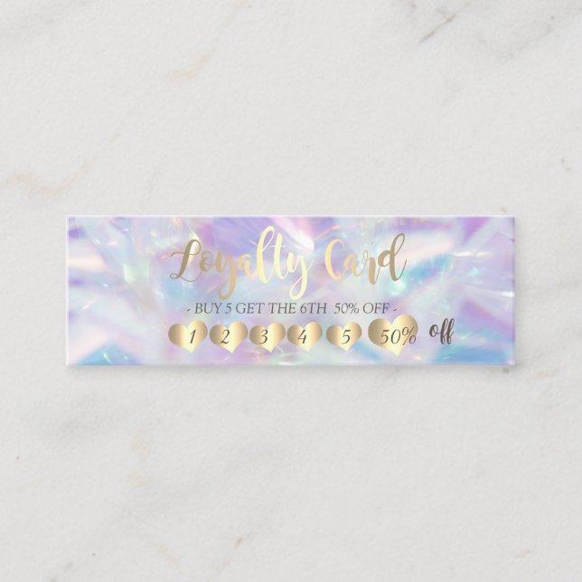 Pretty Elegant Professional Hearts Holographic Loyalty Card (Front)