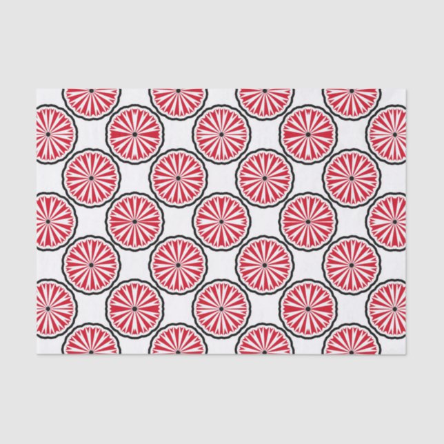 Pretty Elegant Red & White Geometric Pattern Tissue Paper (Front)