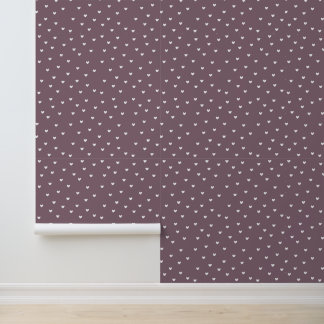 Pretty Elegant Tiny White Heart on Plum Purple Wallpaper