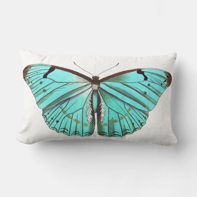 Pretty Elegant Turquoise Butterfly Pillow (Front)