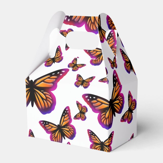 Pretty elegant watercolor butterflies favour box (Front Side)