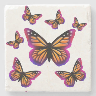 Pretty elegant watercolor butterflies stone coaster