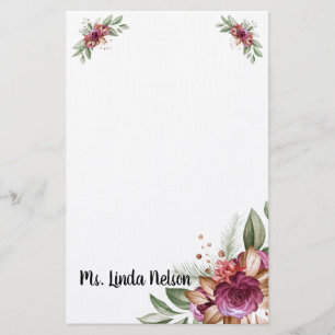 Pretty Elegant Watercolor Floral Personalised Stationery