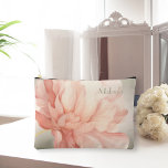 Pretty Elegant Watercolor Peach Peony  Accessory Pouch<br><div class="desc">Discover the charm of our Personalised Peach Peony Accessory Pouch. Featuring a stunning, single large peach peony flower, this pouch combines elegance with a personal touch. Add your name for a unique, custom accessory that stands out. The customisation option makes it a special gift for your mother, sister, for each...</div>