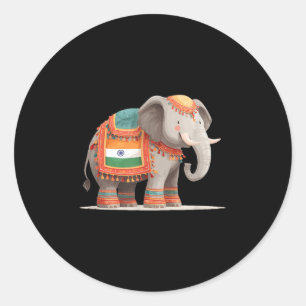 Pretty Elephant Costume For Indian Colours And Ani Classic Round Sticker