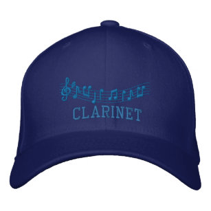 Pretty Embroidered CLarinet Hat in blue