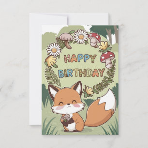 Pretty Enchanted Fox Birthday Card