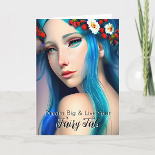 Pretty Enchanted Girl with Flowers   Fairy Tale Card