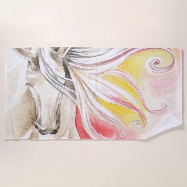 Pretty Equine In Red Beach Towel (Front)