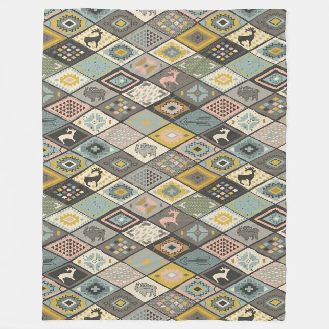 Pretty Ethnic Pattern Fleece Blanket (Front)