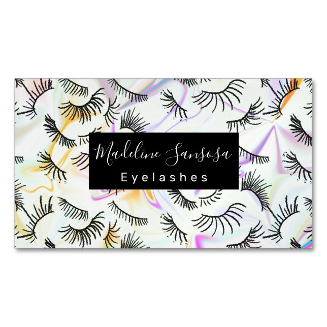 Pretty Eyelash Technician Hologram Eyelashes Magnetic Business Card (Front)