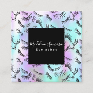 Pretty Eyelash Technician Pastel Eyelashes Doodles Square Business Card