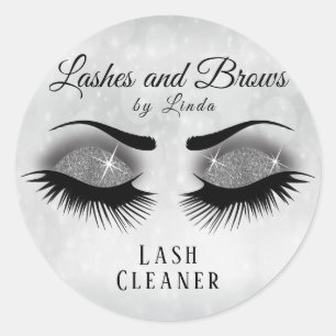 Pretty Eyelashes Extension Cleaner Design - Silver Classic Round Sticker
