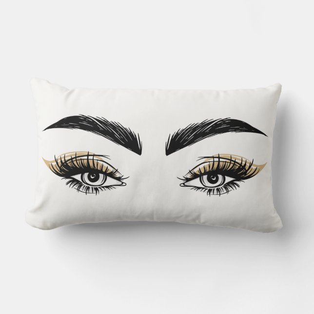 Pretty Eyes Beauty Salon Makeup Eyelashes Lashes Lumbar Cushion (Front)