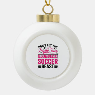 Pretty Face Soccer Beast Vintage Shirt Design_1 Ceramic Ball Christmas Ornament