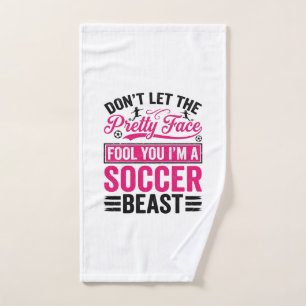 Pretty Face Soccer Beast Vintage Shirt Design_1 Hand Towel