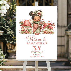 Pretty Fairy Blush Pink Birthday Welcome Poster