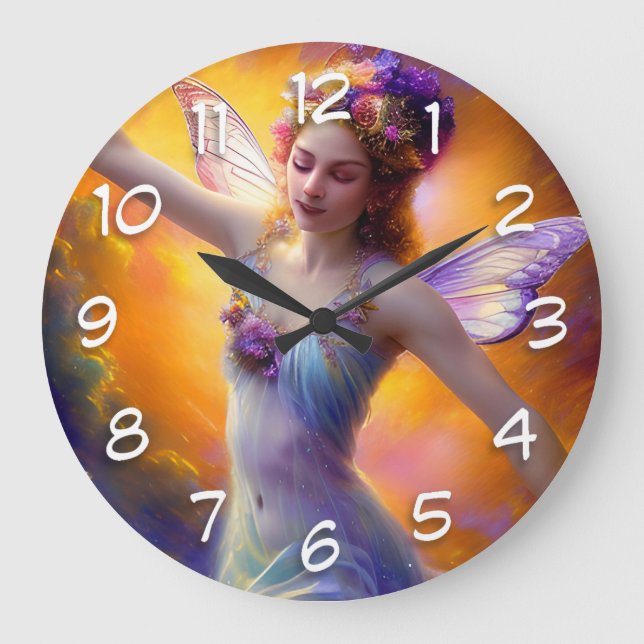 Pretty Fairy Dancing in the Wind  Large Clock (Front)