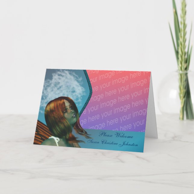 Pretty Fairy Fantasy New Baby Photo Announcement (Front)