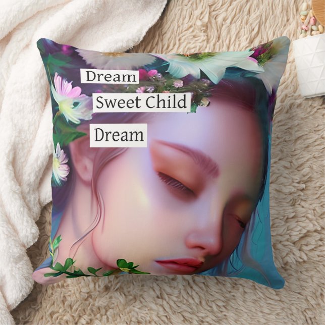 Pretty Fairy Flowers in Hair Fantasy Art   Cushion (Blanket)