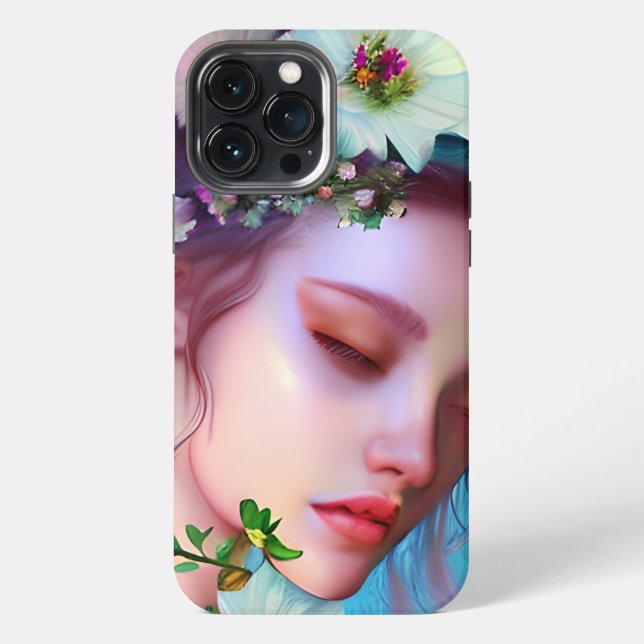 Pretty Fairy Flowers in Hair Fantasy Art   iPhone Case (Back)