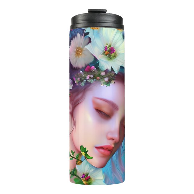 Pretty Fairy Flowers in Hair Fantasy Art   Thermal Tumbler (Front)