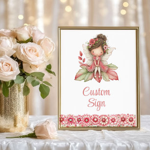 Pretty Fairy Girl Blush Floral Birthday Custom Sig Poster