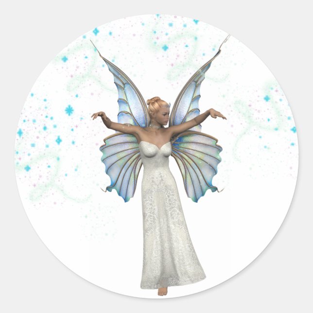 Pretty Fairy Party Favour Classic Round Sticker (Front)
