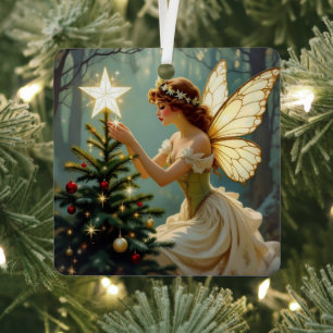 Pretty Fairy Personalised Enchanted Christmas Metal Tree Decoration