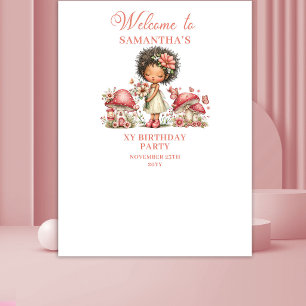 Pretty Fairy Pink Floral Girl Birthday Tapestry