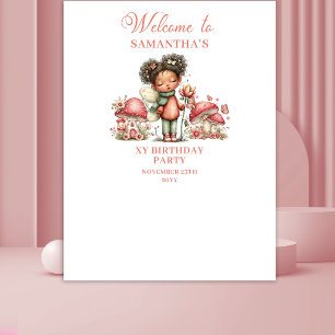 Pretty Fairy Pink Floral Girl Birthday Tapestry