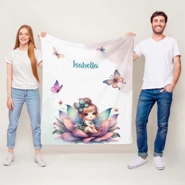 Pretty fairy sitting inside flower fleece blanket (In Situ)