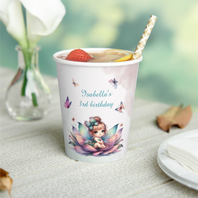 Pretty fairy sitting inside flower paper cups (Insitu)