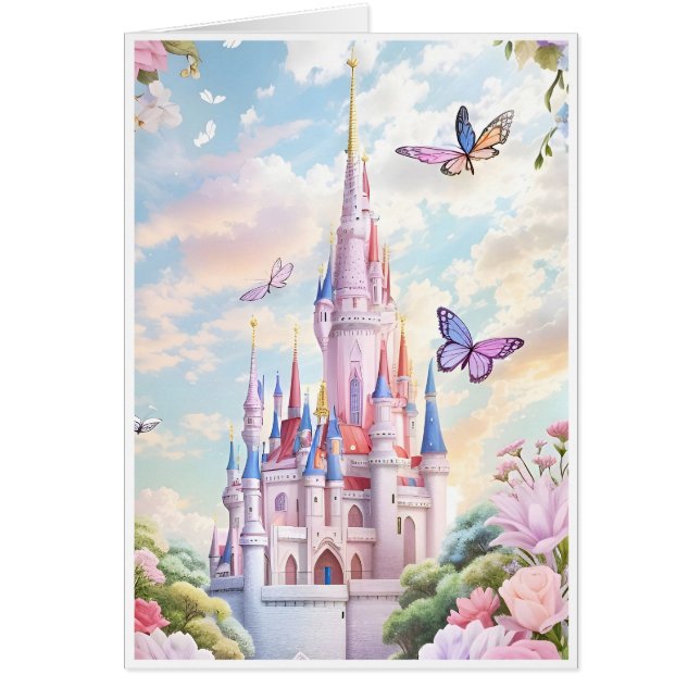 Pretty Fairy tale Castle Greeting Card (Front)