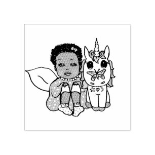 Pretty Fairy with Unicorn Rubber Stamp