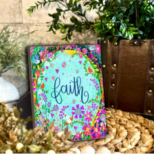 Pretty Faith Floral Birds Whimsical Cute Easel Plaque