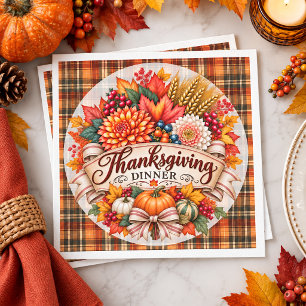 Pretty Fall Bouquet Thanksgiving Dinner Napkin