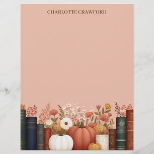 Pretty Fall Floral Bookish Custom Letterhead