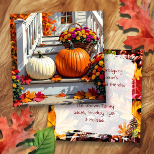 Pretty Fall Front Steps   Happy Thanksgiving  Card