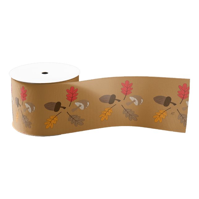 Pretty fall pattern ribbon grosgrain ribbon (Spool)