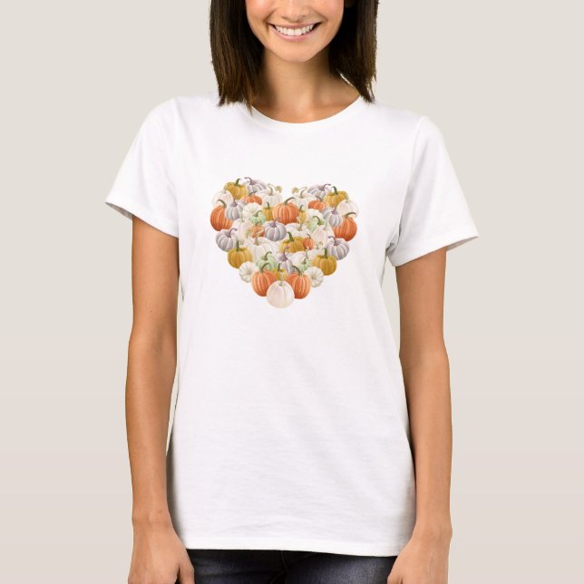 Pretty Fall Pumpkins in a Heart T-Shirt (Front)