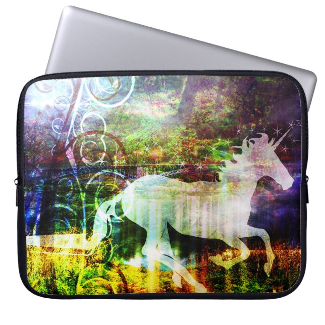 Pretty Fantasy Land Fairy Tale Unicorn Laptop Sleeve (Front)