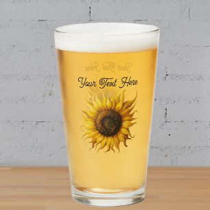 Pretty Fantasy Yellow Sunflower Curled Petals Glass