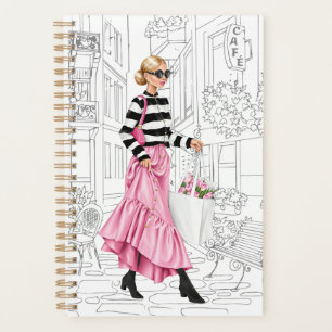 Pretty Fashion Girl with Bag in Paris Planner