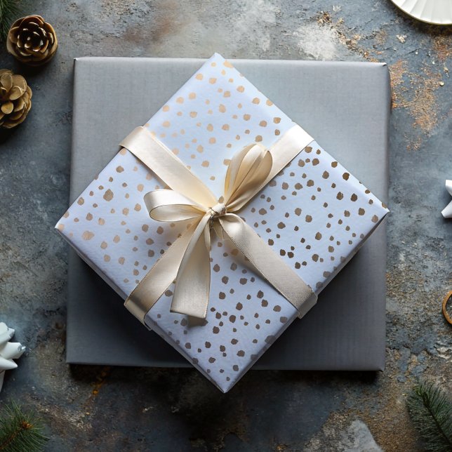 Pretty Faux Gold & Blue Spot Pattern  Wrapping Paper Sheet (Creator Uploaded)