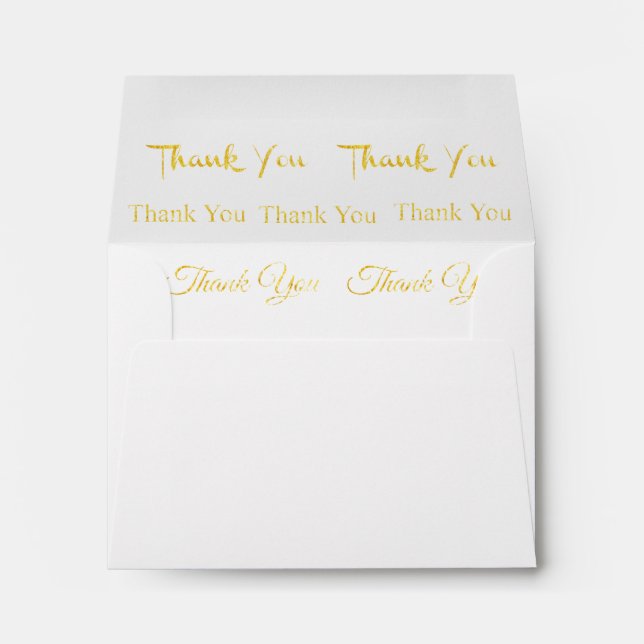 Pretty, Faux Gold Foil, Thank You, Typography Envelope (Back (Bottom))