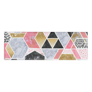 Pretty faux gold glitter marble geometric design name tag