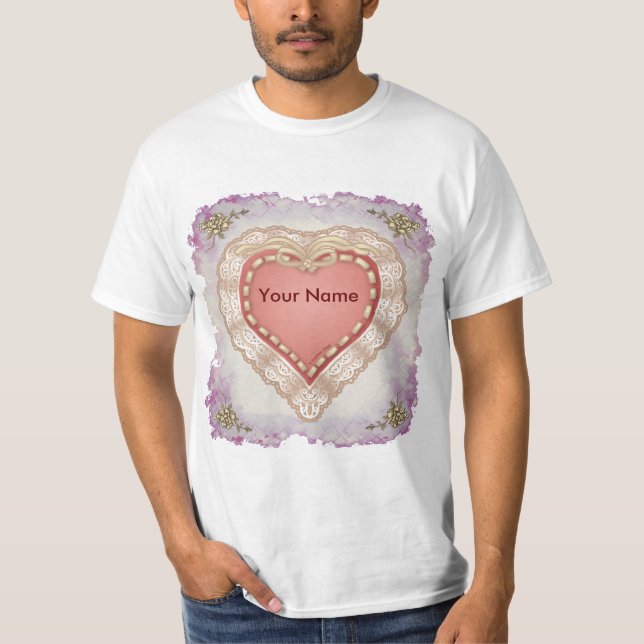 Pretty faux Lacy Heart  t-shirts (Front)