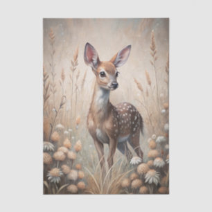 Pretty Fawn in a Forest Meadow with Flowers Tissue Paper