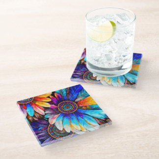 Pretty Feathers Glass Coaster